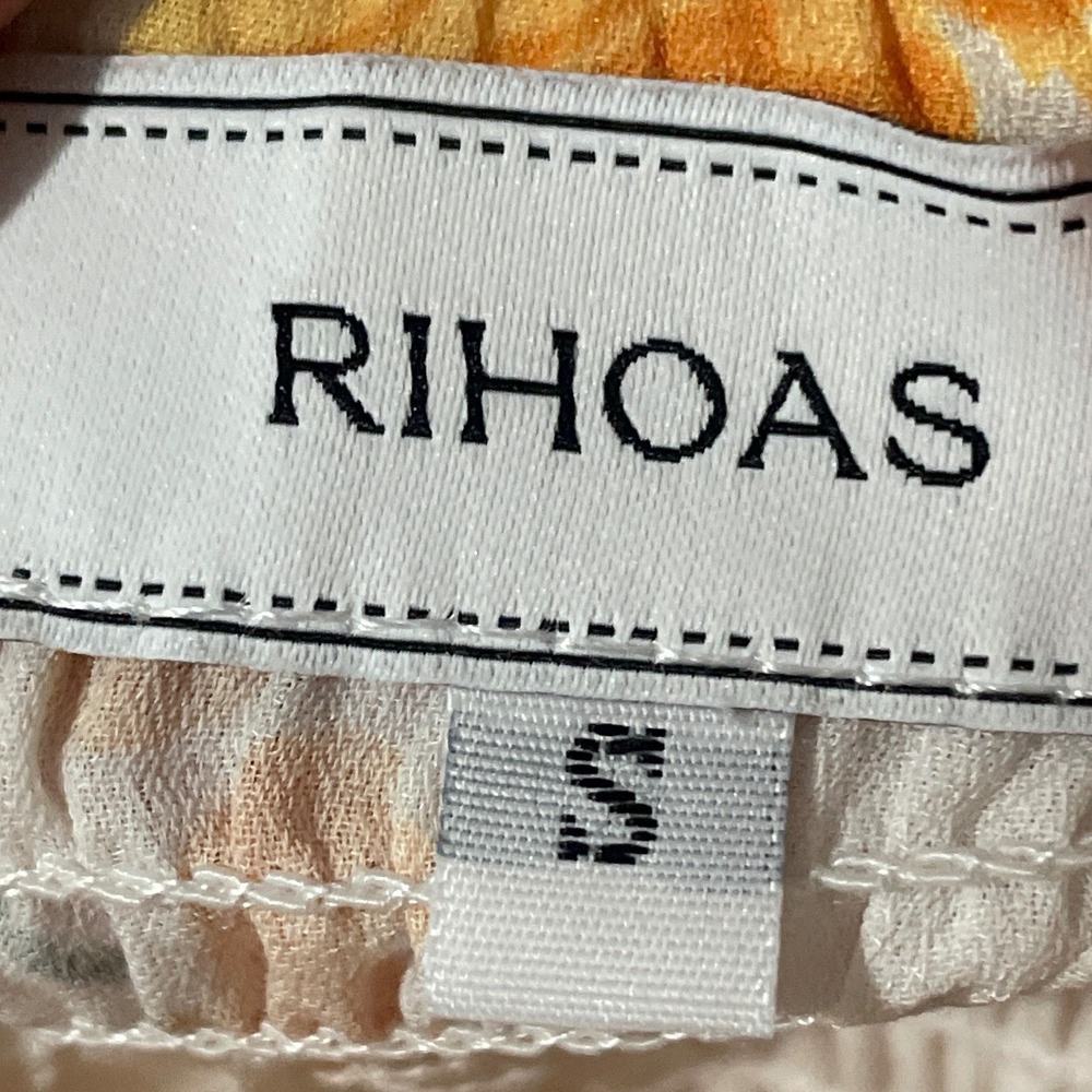 Rihoas Womens Smocked Floral Tie Shoulder Midi Sundress S Yellow Cottagecore - Picture 3 of 4